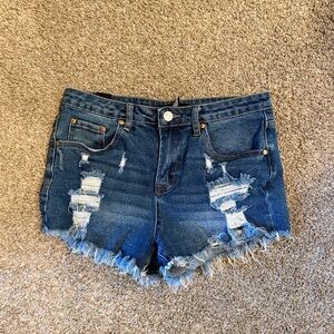 Almost Famous Blue Distressed Jean Shorts